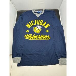 Adidas Men’s Medium Michigan Wolverines Long Sleeve Shirt Vintage Logo Navy Blue